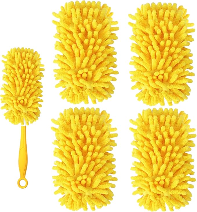 Reusable Chenille Duster Refill Compatible with Swiffer Duster | 360 Heavy Duty Dusters Refills - Washable Microfiber Ceiling Fan Duster for Swiffer Dusters, 4 Pack(Handle is Not Included)