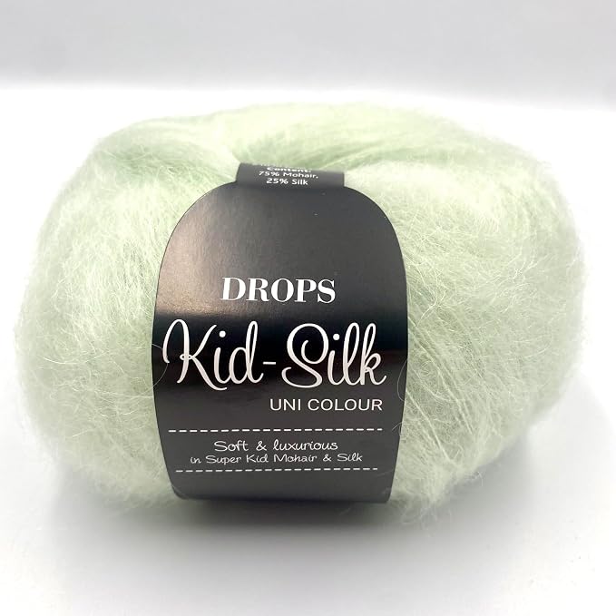 Drops Mohair and Silk Yarn Kid-Silk, 0 or Lace, 2 Ply, 0.9 oz 230 Yards per Ball (47 Pistachio Ice Cream)
