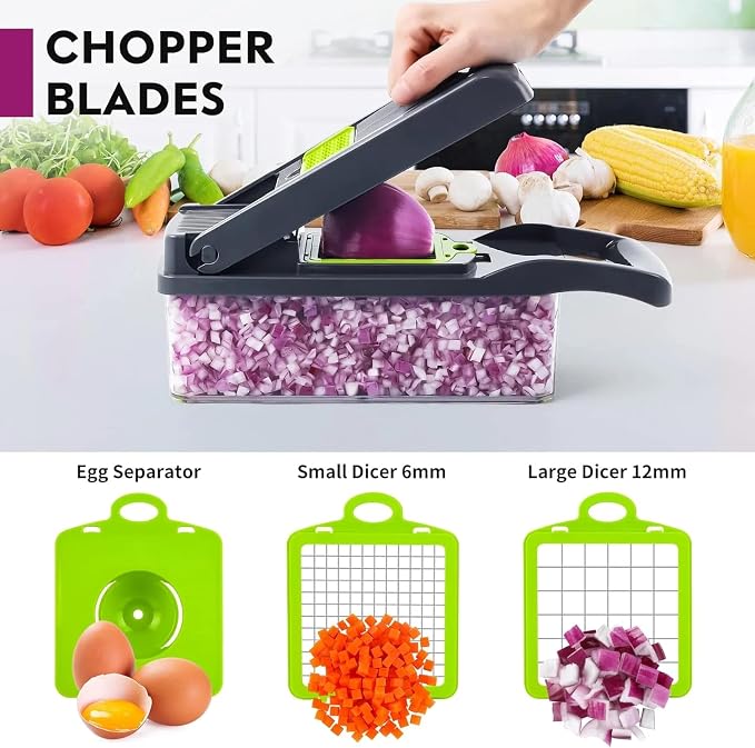 AHA Lifestyles16-in-1 Vegetable Chopper Slicer, Veggie Chopper, Food Chopper, Vegetable Cutter & Spiralizer - Kitchen Gadget Makes Slicing and Prepping Quick and Easy Meal Prep Tool