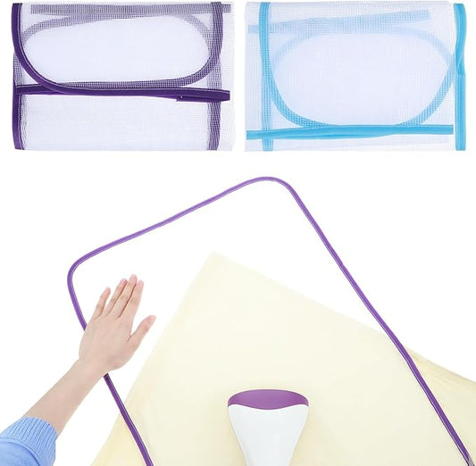 2 Pcs Pressing Cloth For Ironing Mat Ironing Cloth To Protect Clothes Scorch Saving Mesh Board Cover Pad High Temp Protective Pressing Pads Iron Insulation Net Fabric For Protect Fabrics(Blue,Purple)