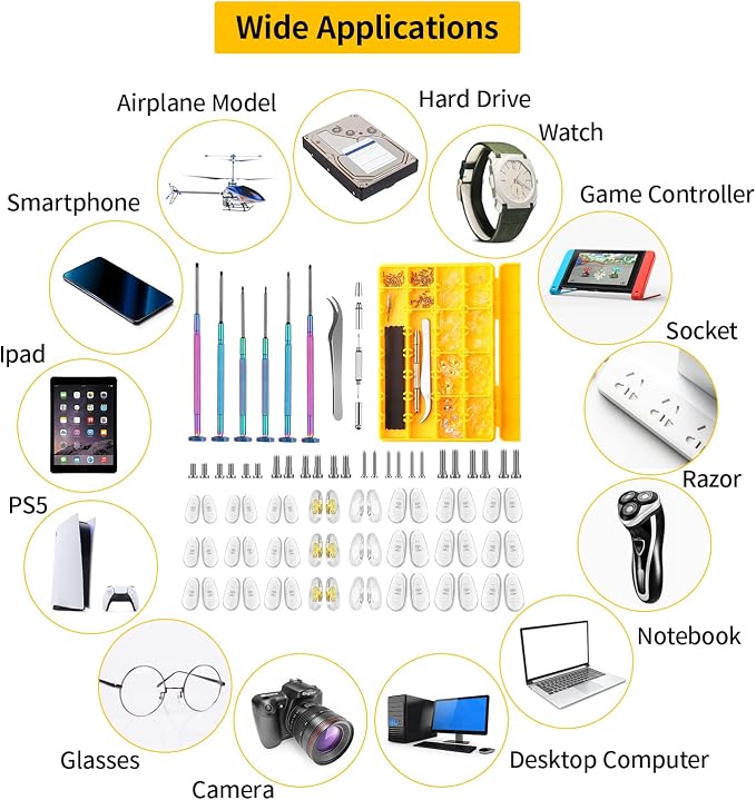 Eyeglass Nose Pads, 24 Pairs of Screw-in Glasses Nose Pads, Upgraded Magnetic Eyeglass Repair Kit with Precision Precision Screwdriver Set, Screws, Tweezer for Travel, Birthday Gift, Christmas