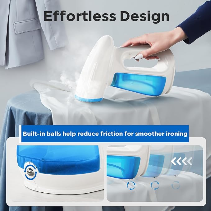 Bear Steamer for Clothes, 1300W 230ml Fast-Heat Handheld Clothes Steamer | Essential Oil Compatible,Auto-off Safety,Brush Included,360° Built-in Balls,Wrinkle Removal for Home&Travel,Blue