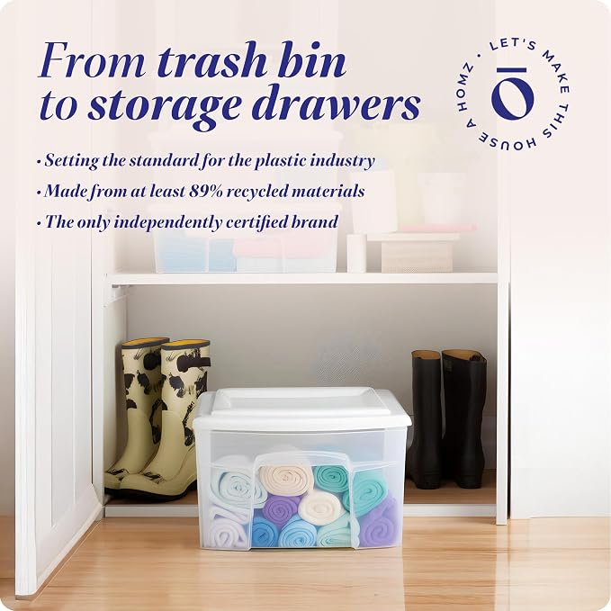 HOMZ 1 Drawer Storage Cart, Medium Plastic Container, White Frame, 2 Pack | 14.25" Wide Medium Tote with 1 Clear Drawer for Organizing Bathrooms, Bedrooms, Home Offices, Closets, and Dorm Rooms