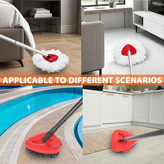Fatmass 5 Pack Spin Mop Head Replacement for O Cedar EasyWring 1-Tank System,Include 4 Mop Replace Heads + 1 Upgrade Scrubber Brush, 100% Microfiber Mop Refills Deep Cleaning Machine Washable