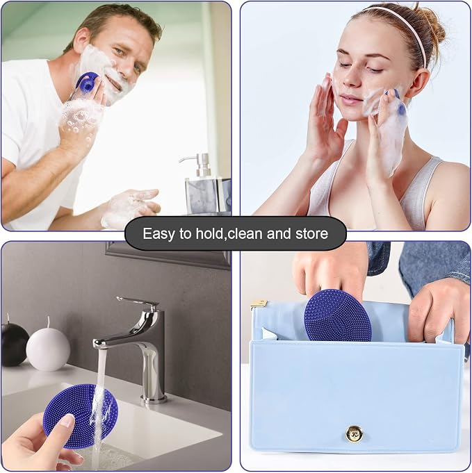 Soft Silicone Facial Cleansing Scrubber Hygienic Face Brush, Pack of 4 | INNERNEED Food-grade Soft Bristles Handheld Brush, Gentle Cleansing & Massaging for All Skin Types