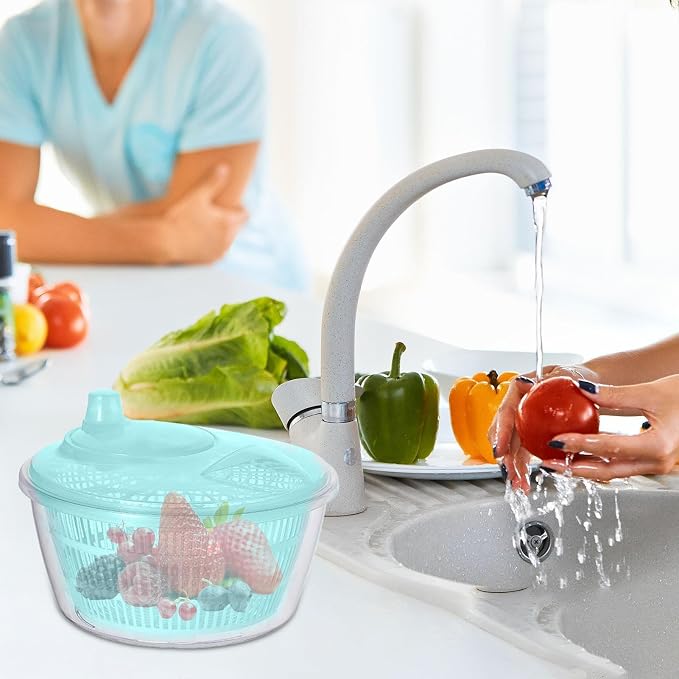 Generic Vegetable Fruit Washer ner, Manual Fruits Washer, Durable Salad Dryer Bowl, PP Salad ner Lettuce Dryer, Vegetable Washer Dryer With Effortless Action For Lettuce, Vegetables, Blue