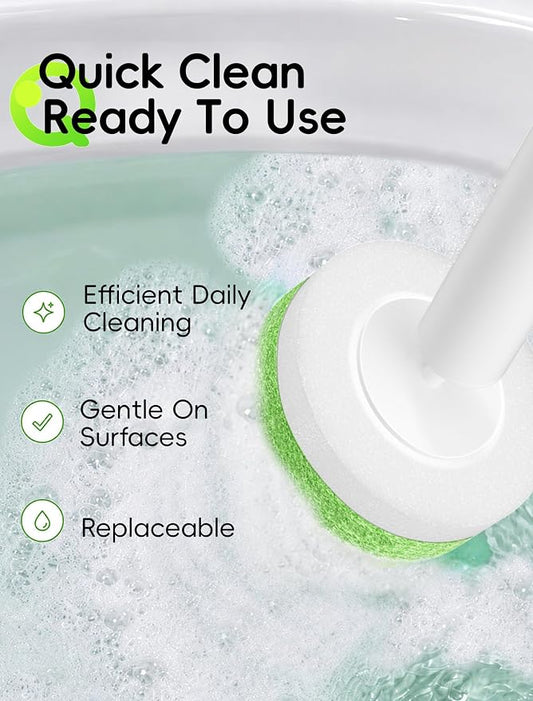 Wall Mounted Disposable Toilet Brush System with Holder, Toilet Bowl Cleaning Wand with Green Refills and One-Button Release, 1 Wand and Holder with 48 Green Refills