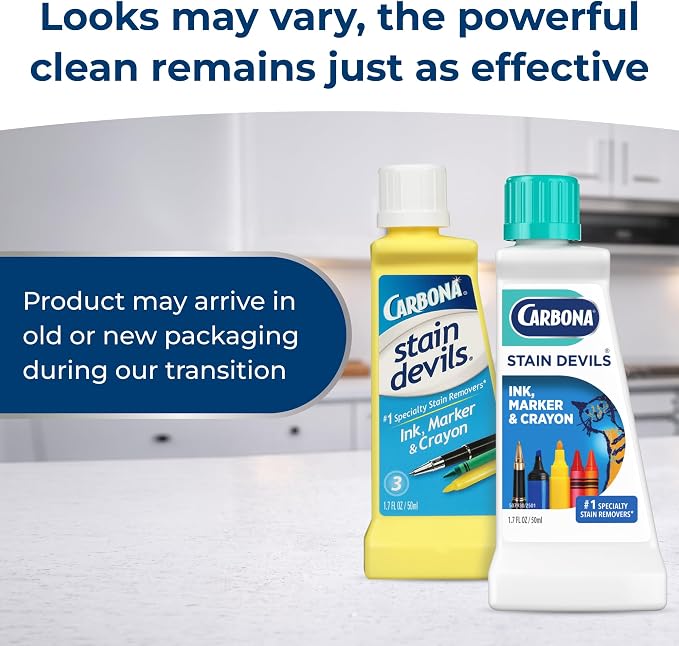 Carbona Stain Devils #3 (1.7 Fl Oz), Targeted Spot Cleaner for Ink, Marker & Crayon Stains, Safe on Skin & Washable Fabrics