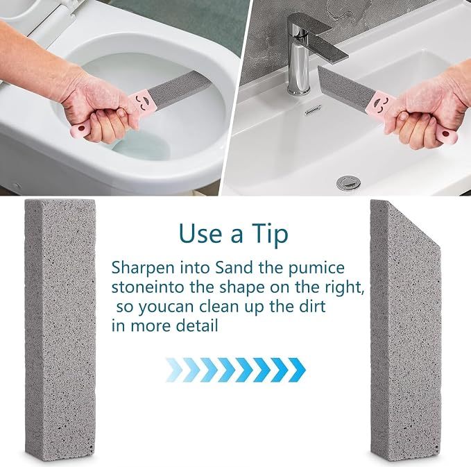 10 Pack Pumice Stone Scouring Sticks with 2 Universal Handles, Grey Pumice Stone Cleaner for Cleaning Toilets, Bathrooms, Kitchens, Spas and Pools, Plus 1 Dual-Use 2-in-1 Dustpan Brush (11-in-1)