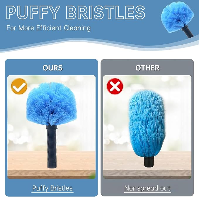 MAYKI Twist-On Cobweb Duster Head Brush 1Pcs, Fits Standard 3/4 inch Threaded Poles, Attachment Spider Web Duster Brush for Outdoor & Indoor Cleaning