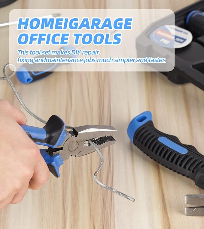 URASISTO 16-Piece kid Tool Set Basic Hand Tool Kit with Claw Hammer,Lineman's Pliers, Perfect for DIY, Home Maintenance, Age 14+