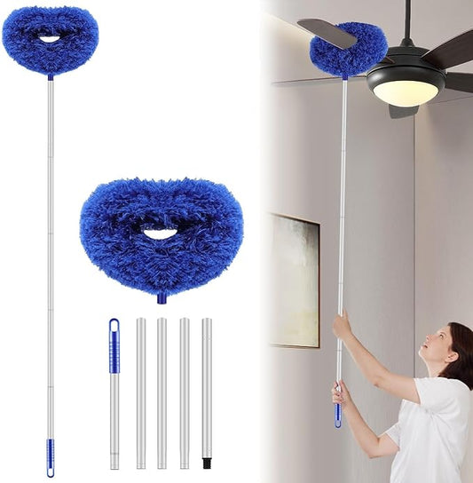 Max 66'' Ceiling Fan Cleaning Duster with Extension Pole Wall Dusting Brush | Microfiber Ceiling Fan Blade Cleaning Brush, Removable Dusting Brush, Cleaning Walls, Bookshelves, Doors, Windows