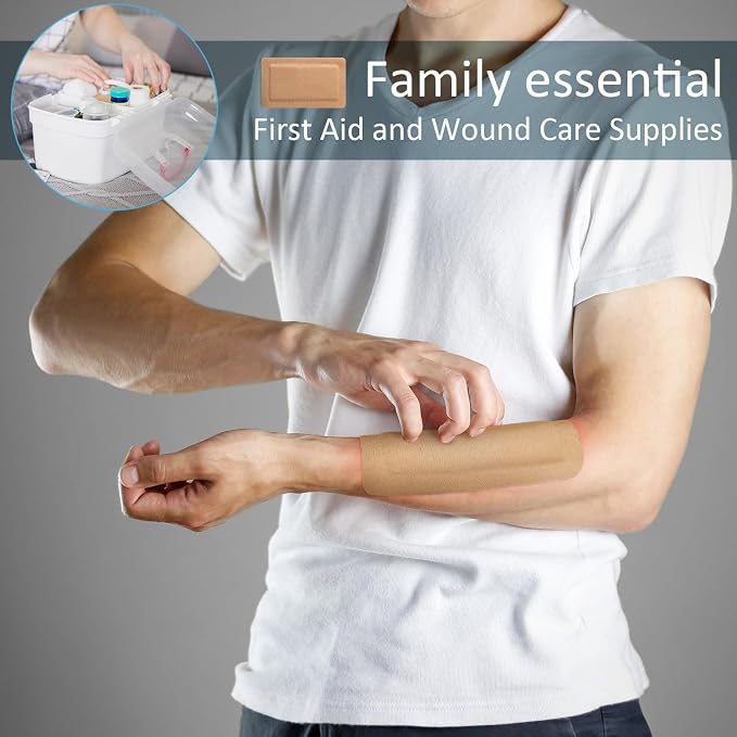 Geiserailie 90 Pcs Flexible Extra Large Adhesive Soft Bandages 5" x 3" Sterile Fabric Adhesive Bandages with Non Stick Pad, Latex Free for Care and Protect Wounds Bed Sores Burn Individually Wrapped