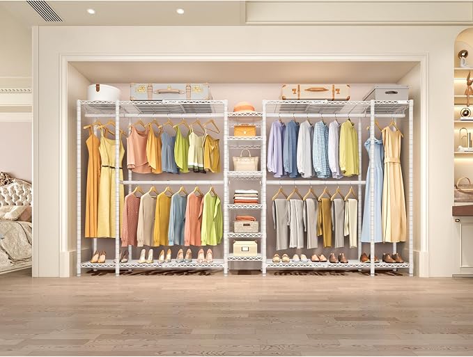 VIPEK X5 Extra Large Expandable Clothes Rack Adjustable from 7'8" to 10'5", Reach-in Closet Metal Clothing Racks Walk-in Freestanding Wardrobe Portable Closets, White