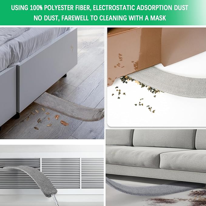 100" Microfiber Feather Dusters for Cleaning, Cobweb Duster with Extension Pole, Spider Web Brush & Ceiling Cleaning Tools, Dust Remover Set for Cleaning High Ceilings, Furniture, Ceiling Fan, Blinds