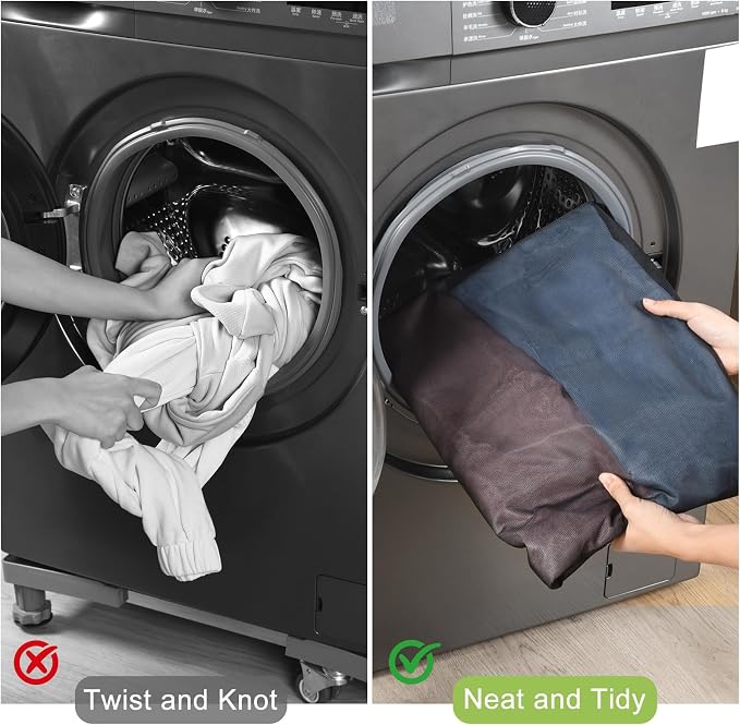 OTraki 2 Pack Durable Laundry Bags with Zipper 20 x 24 Inch, Black | Breathable Mesh Delicates Bag for Washing Machine Travel Large Wash Bags for Bra Sock Underwear Lingerie Blouse, Don't Drying