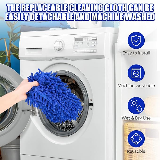 CALBEAU Ceiling Fan Cleaner Duster with 80" Extension Pole | 90° Folding Head; Adjustable 35"-80" Pole; Bendable Washable Chenille, for Ceiling Fan Blade Cleaner, Lamps, Vents
