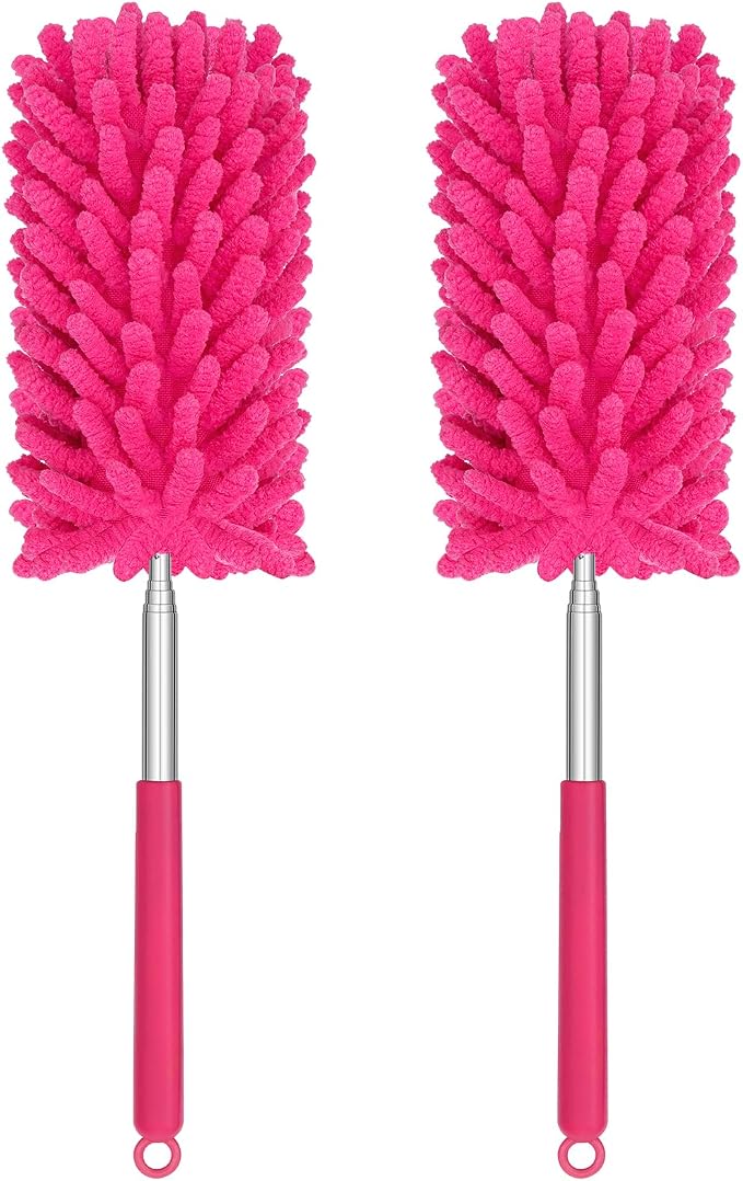 Mini Duster for Cleaning, 360° Bendable Hand Dusters with Extension Pole, Washable Small Duster for Car Interior, Office, Furniture