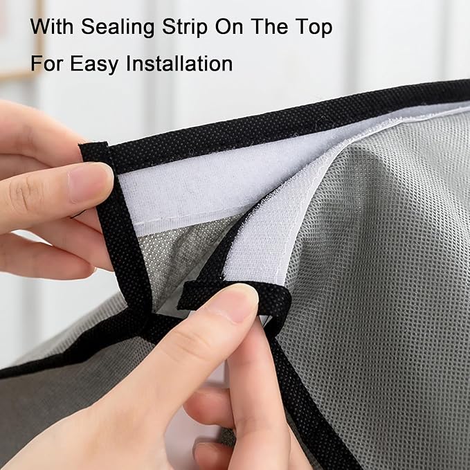 Clothing Rack Cover, Hanger Covers, Non-Woven with 3 Way Zipper, Large Transparent Window, Top Seal for Single Pole Clothes Drying Rack(Beige,60x50x120cm/24x20x47in)