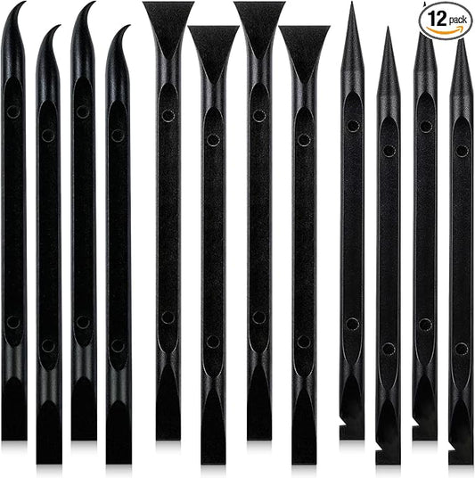 12Pcs Plastic Scraper Tool, Crevice Cleaning Tool, Non-Scratch Car Detailing Supplies for Cleaning, Versatile Label/Sticker Remover & Peeler Tool for Tight Spaces