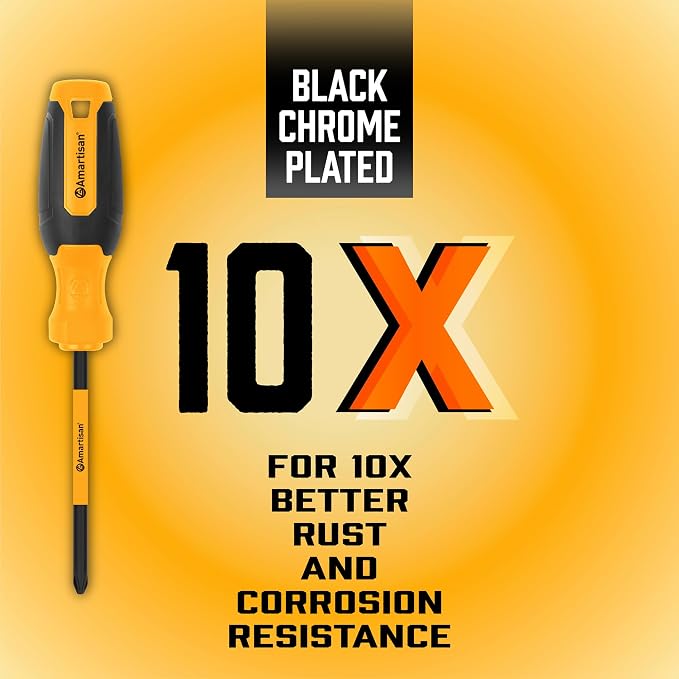 Amartisan 12-Piece Magnetic Screwdrivers Set, 5 Phillips and 5 Slotted Tips Professional Cushion Grip Screwdriver Set （2pcs Portable Multifunction Key Mini Screwdriver）