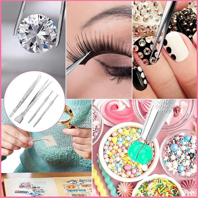 4 PCS Sprinkles Tools for Cake Decorating,Sprinkle Pen Pearl Grabber with 4 Claws,Cake Tweezers Pearl Sprinkle Spoon with Shovel Head,for Cookie Cupcake Decorating Supplies