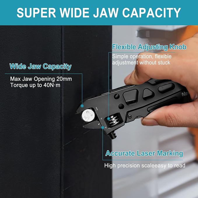 NexTool W3 Adjustable Wrench Multitool, 9-in-1 Folding Pliers | 20mm Jaw Opening, Locking Knife, Saw, Nylon Sheath, Heavy-Duty Stainless Steel Tool for Mechanical Repair, Camping, DIY