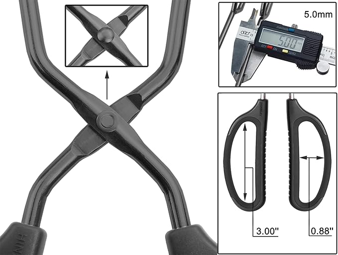 HINMAY Stainless Steel Scissor Tongs 12" and 16" Set, Extra Long Metal Kitchen Tongs for Cooking, Grilling & Serving (Set of 2, Black)