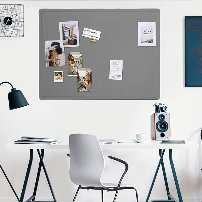 Felt Bulletin Board 48x36 inches, Decorative Pin Board for Home & Office | Cork Board Alternative for Wall with Push Pins, Display Mood Board for Photos, Notes & Reminders
