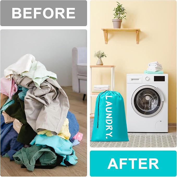 4 Pack Travel Laundry Bag,24" x 36", Extra Large Dirty Clothes Organizer | Machine Washable with Drawstring, Holds 3-4 Loads of Laundry,Fit a Laundry Hamper or Basket Travel Essentials