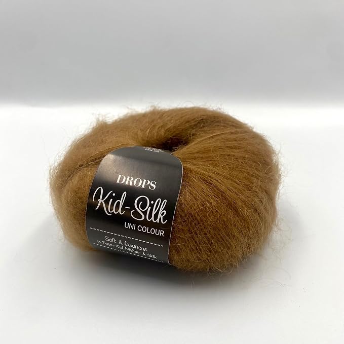 Drops Mohair and Silk Yarn Kid-Silk, 0 or Lace, 2 Ply, 0.9 oz 230 Yards per Ball (51 Toffee)
