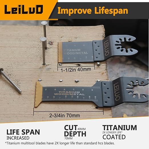 50 Pcs Multitool Blade Kits for Wood Nails Drywall Cutting Oscillating Saw Blades Universal Oscillating Tool Accessories with Storage Bag Compatible with DeWalt Makita Dremel and More
