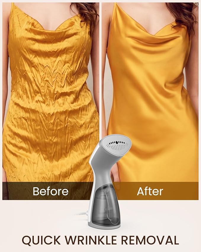BEAUTURAL Travel Steamer for Clothes, Dual Voltage for Worldwide Use, 1000W | Portable and Handheld Garment Fabric Wrinkles Remover with Ceramic Heating Plate, Fast 30s Heat-up