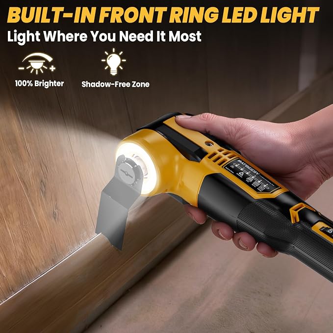 NATBEESY Upgraded Oscillating Multi-Tool Compatible with DeWalt 20V Battery, Cordless Oscillating Tool with Brushless Motor, 21000 OPM & 4.5°Swing for Fast Smooth Cutting, Tool Only