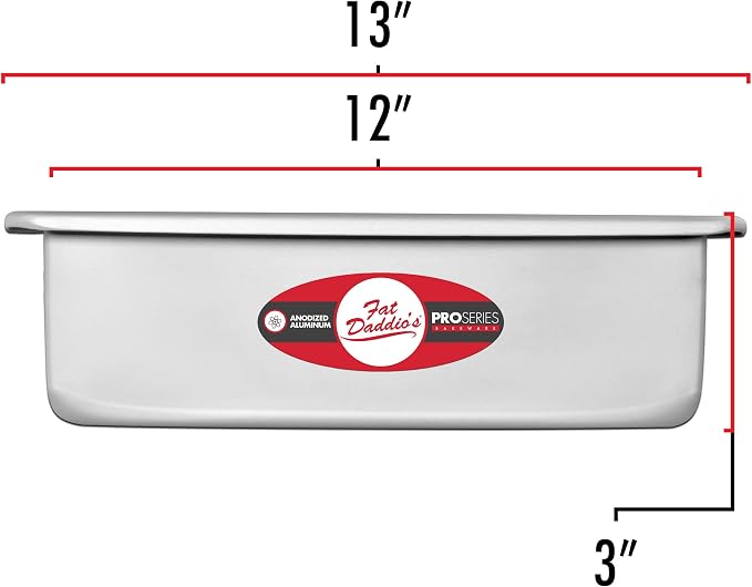 Fat Daddio's POB-12163 Anodized Aluminum Sheet Cake Pan, 12 x 16 x 3 Inch