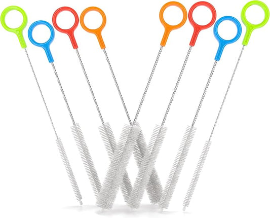 Buenalife Heavy Duty Cleaning Brushes Set of 8 - Extra Long Straw Cleaners for Metal and Plastic Reusable Drinking Straws, to Clean Small Spaces, Sippy Cups, Water Bottles - Sturdy Hard Brush Bristles