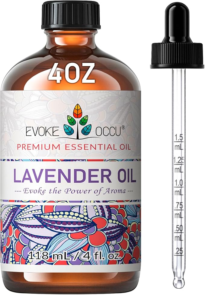 EVOKE OCCU Lavender Essential Oil, for Diffuser & Sleep, Aromatherapy | Calming Scent for Pillow Use, Bath Relaxation, Fabric Care & DIY Spray - 118mL/ 4 fl oz