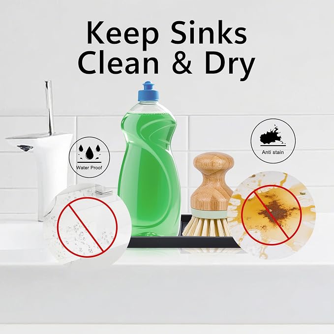 Mofason Silicone Sponge Holder for Kitchen Sink - Soap Tray 2 Pack Black | Dish caddy, soap dispenser, scrubber spoon holder, dishwashing accessories; travel sink organizer tray for kitchen counter