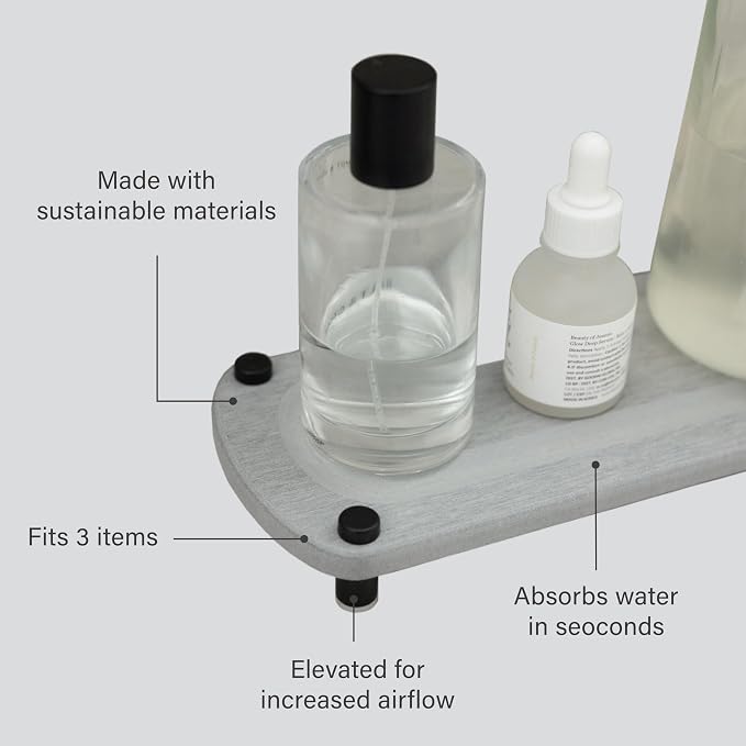 Dorai Home Stone Kitchen Sink Caddy - Diatomaceous Earth Sink Tray with Stainless Steel Feet, Water-Absorbing Countertop Organizer for Kitchen or Bathroom - Ash