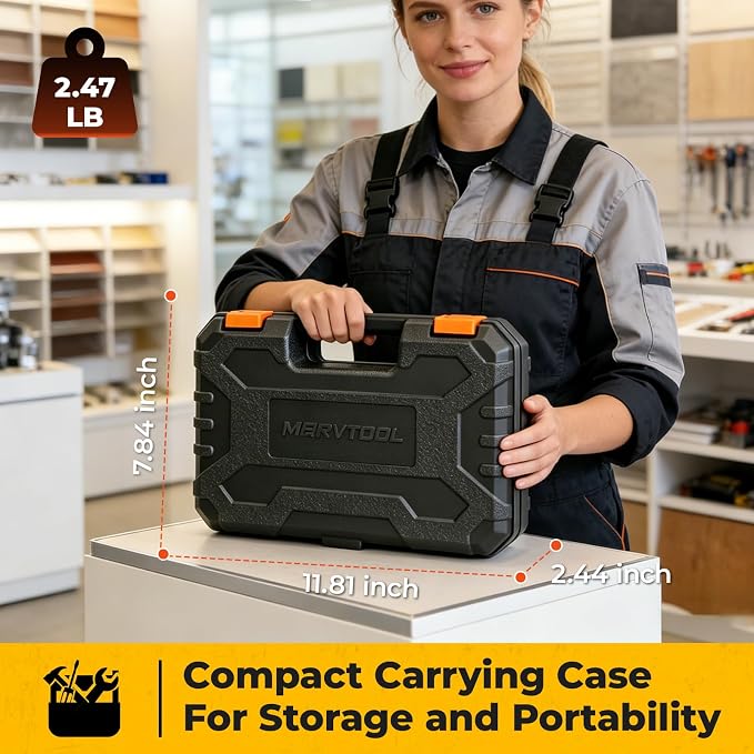 57 Piece Basic Tool Set, Home Repair Hand Tool Kit, General Household Tool Box, Portable Toolbox with Storage Case for Homeowner, DIY, Handyman, Women, Men