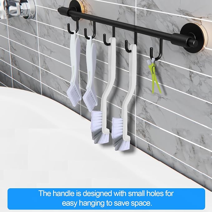 Asltw Small Scrub Brush Set, 6 pcs Cleaning Brush for Window Tracks, Grout, Corners and Crevices, Angled Bristles for Deep Cleaning, Multi Purpose Detail Brush for Kitchen and Bathroom (Silvery white)