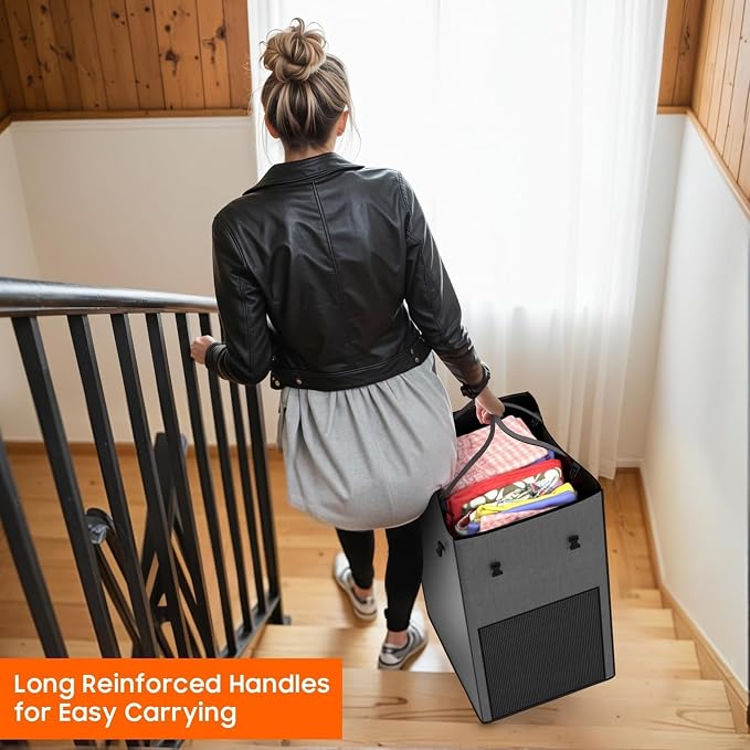 Laundry Hamper with Wheels, 150L Rolling Laundry Basket with Bag & Handles | Sturdy Metal Frame | Removable Bag | Large & Tall Dirty Clothes Hampers for Laundry Room, Bedroom, Dorm, Bathroom-Grey