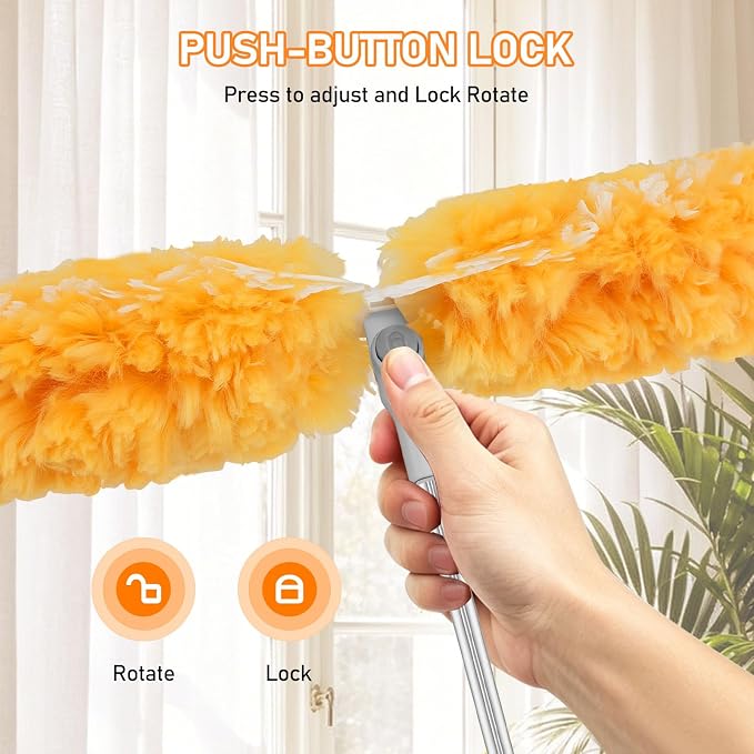 SetSail 6 ft Extendable Duster Handle Compatible with Swiffer Duster | 20 Refills Heavy Duty Disposable Duster Refill for Cleaning Multi Surface 360° Duster Cleaner Kit for Ceiling Fan, Blind