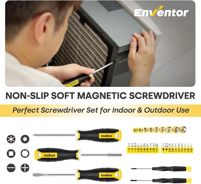 ENVENTOR Home Tool Kit, Basic Household Auto Repair Tool Set with Toolbox Storage Case, General Household Tool Kit for Men Women Home Maintenance, DIY Projects, 90 PCS General Hand Tools Kit