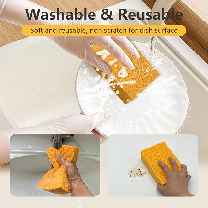 Car Wash Sponges, 3 Pack Extra Thick Large Cleaning Sponge Multi-Purpose for Bathroom Kitchen Bike Boat, Large Size Sponges 4'' X 6'' (Yellow)