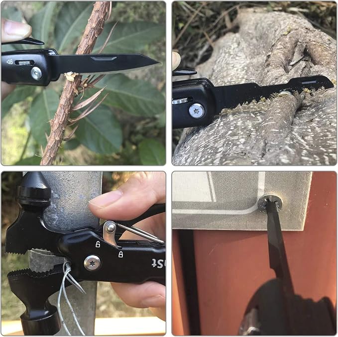 Survival Hammer Multitool 12 in 1, Gifts for Men, Stocking Stuffers for Men | White Elephant Gifts,Birthday Gifts for Husband Boyfriend, Cool Gadgets Tool for Camping Hiking Outdoor (Survival Hammer)