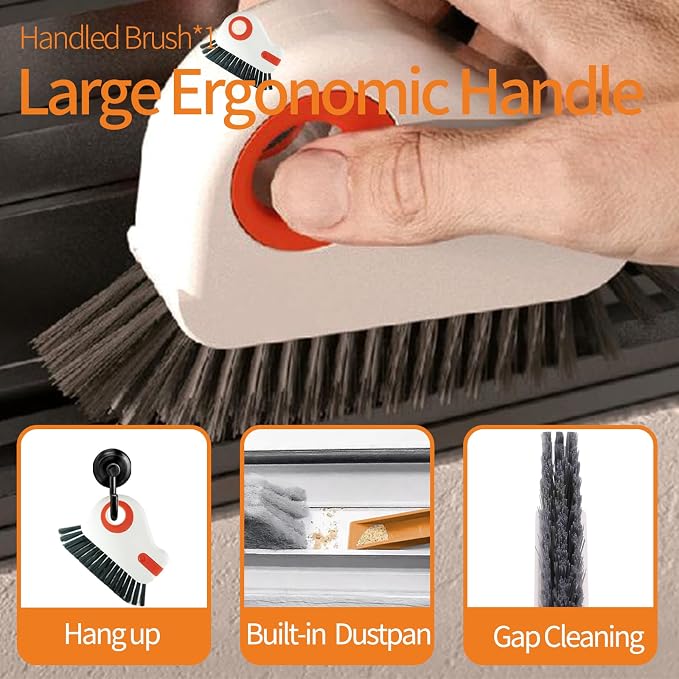 11PCS Window Track Cleaning Tools - Deep Clean Groove Gap Cleaning Brush Kit for Window/Door Tracks, Sill, Tile Lines, Kitchen Gunk, Bathroom Counters