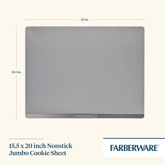 Farberware GOLDEN BAKE Nonstick Jumbo Cookie Sheet, Cookie Sheets for Baking Nonstick, 15.5-Inch x 20-Inch, Light Gray