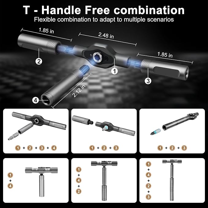 24 in 1 Magnetic Screwdriver Set, Ratchet Mini Screwdriver Set with Multi Bits, Portable Screwdriver Sets Detachable T Handle with Storage Case Repair Tool Kit for Furniture Computer Bicycle or DIY