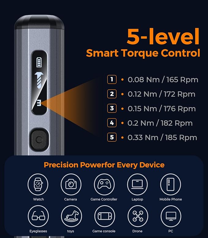 AXTH 76-in-1 Mini Electric Screwdriver Set, [Precise Torque Control] | Magnetic Power Precision Screw driver, Rechargeable Tiny Cordless Repair Tool Kit, for Eyeglass, Watch, Computer, Electronic